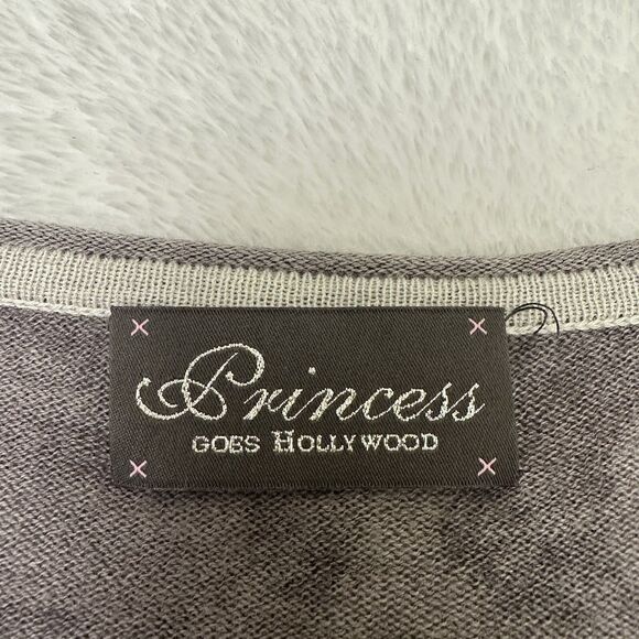 Princess Goes Hollywood Gray Long Sleeve V Neck Cotton/Cashmere Cardigan Sz 8/38 - Picture 6 of 12